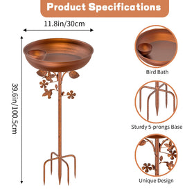 KHayRovies birdbath with branch decor enriches garden scenery and attracts birds