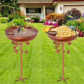 KHayRovies bird bath on five-prong base stays sturdy in wind and garden