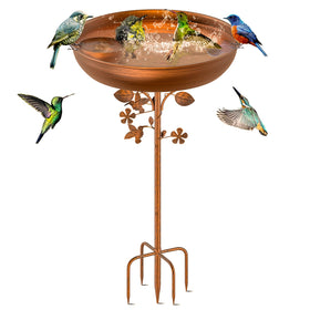 KHayRovies metal bird bath outdoors with water bowl for backyard birds and beauty