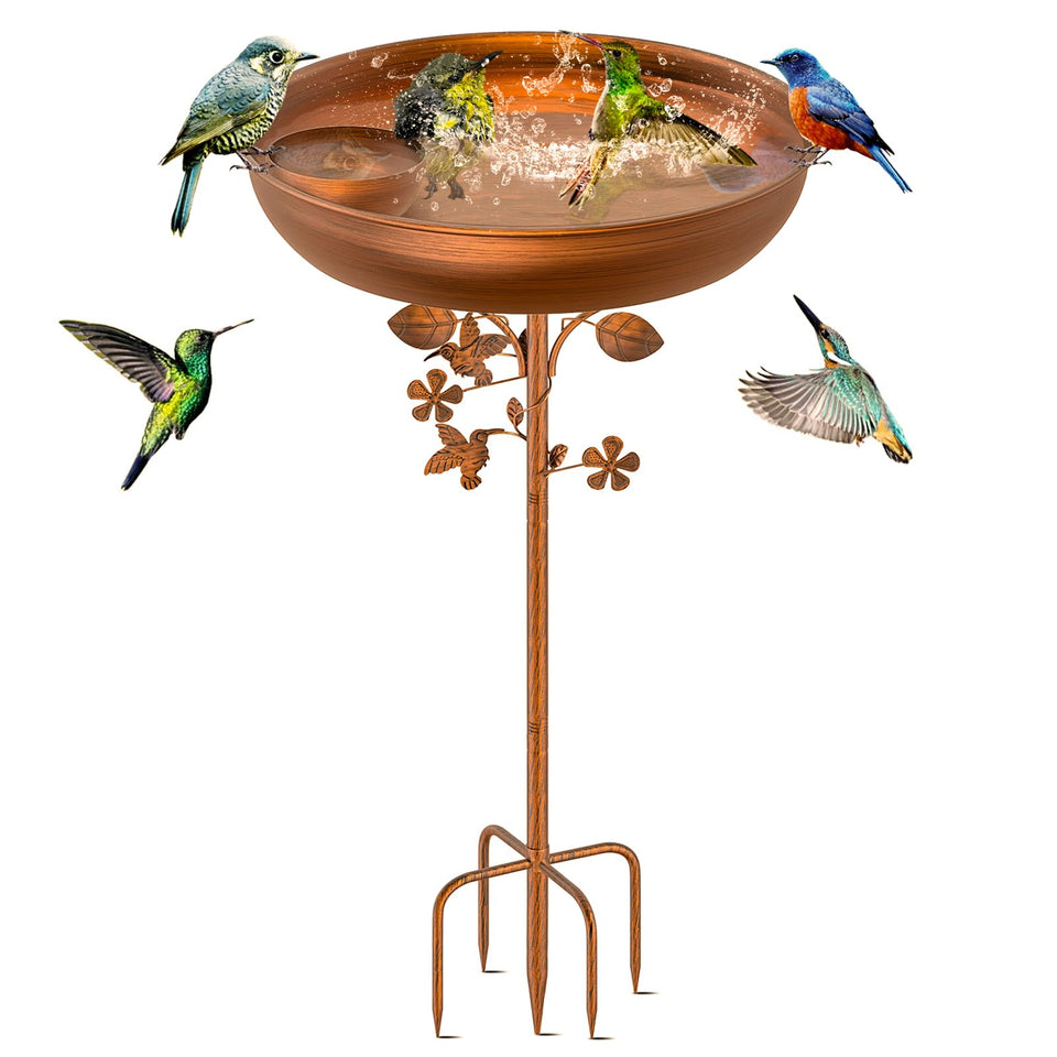 KHayRovies metal bird bath outdoors with water bowl for backyard birds and beauty