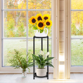 KHayRovies round metal stand supports multiple pots with a sturdy frame.