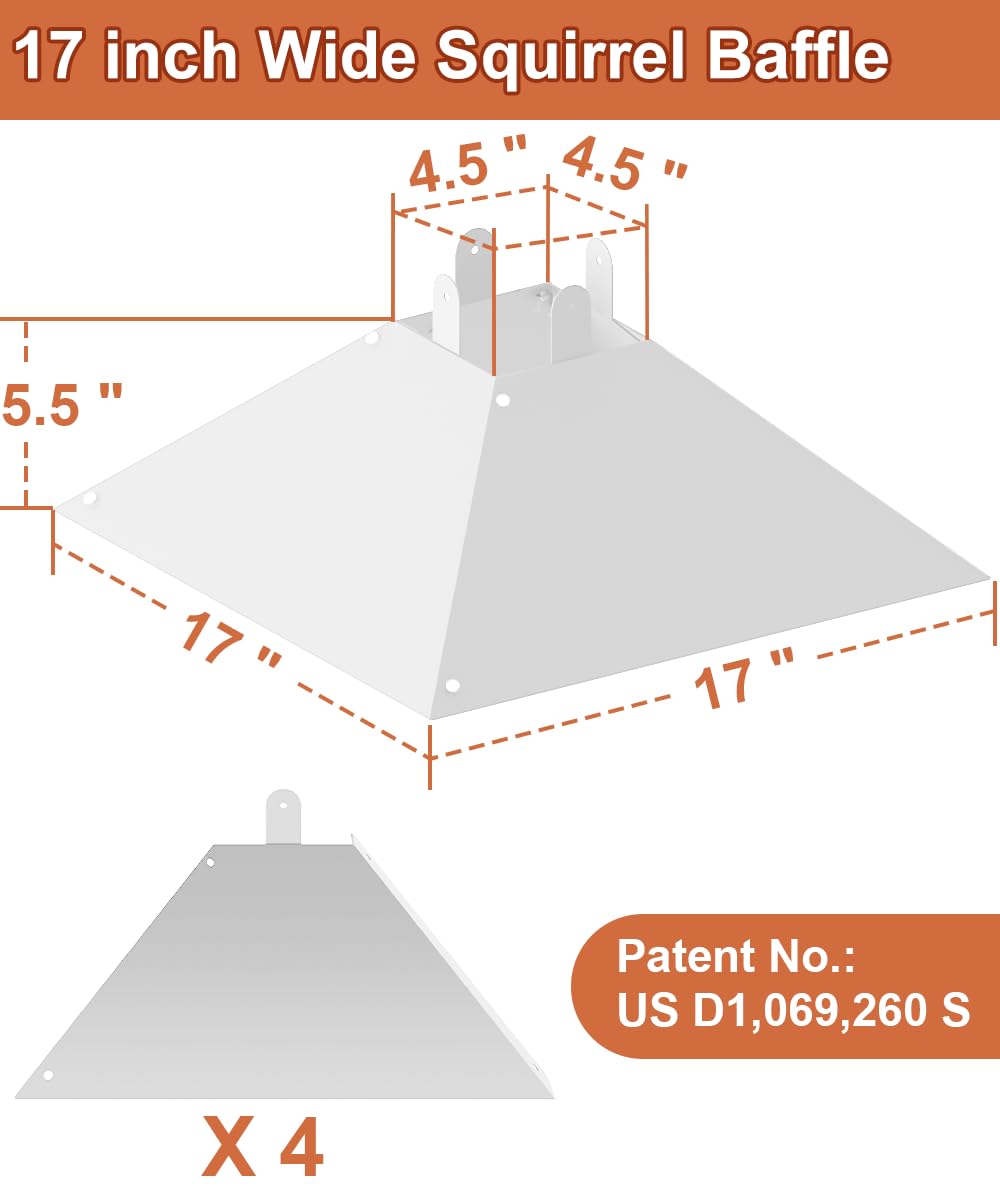 Khordin bird feeder squirrel baffle weatherproof for year-round use