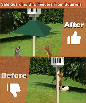 Khordin squirrel baffle protects feeders from squirrels and raccoons
