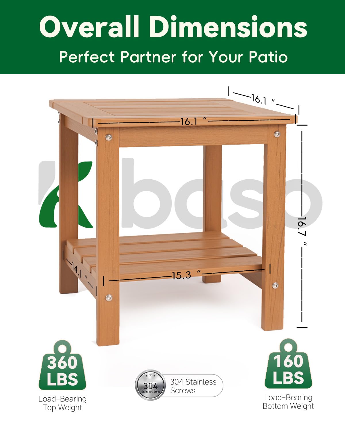 Kibaso Adirondack side table two-tier shelves ideal for drinks and books