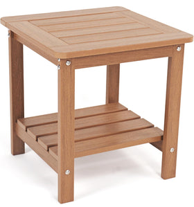 Kibaso Adirondack side table top view with slatted surface for quick water drainage