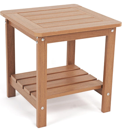 Kibaso Adirondack side table top view with slatted surface for quick water drainage