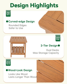 Kibaso Adirondack side table weather-resistant design ready for outdoor use