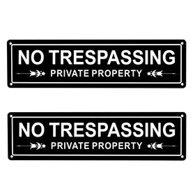 Kichwit no trespassing sign on the front door, durable aluminum for outdoor visibility.