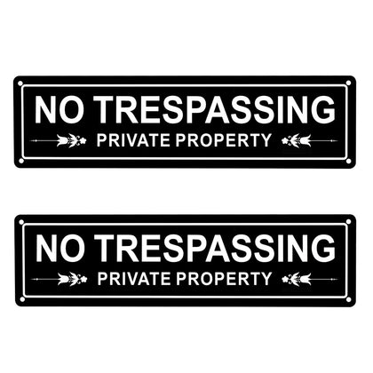 Kichwit no trespassing sign on the front door, durable aluminum for outdoor visibility.