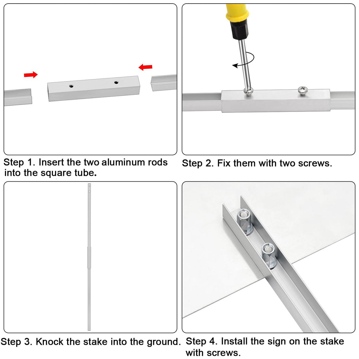 Kichwit stainless hardware included for durable sign installation.