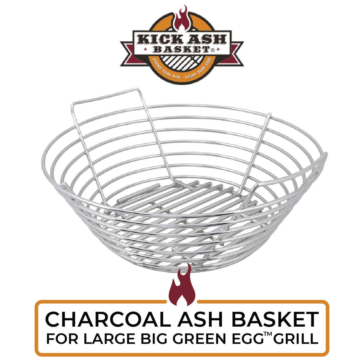 Kick Ash Basket in grill showing easy ash removal during cooking.