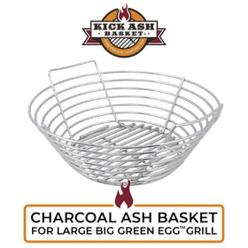 Kick Ash Basket in grill showing easy ash removal during cooking.