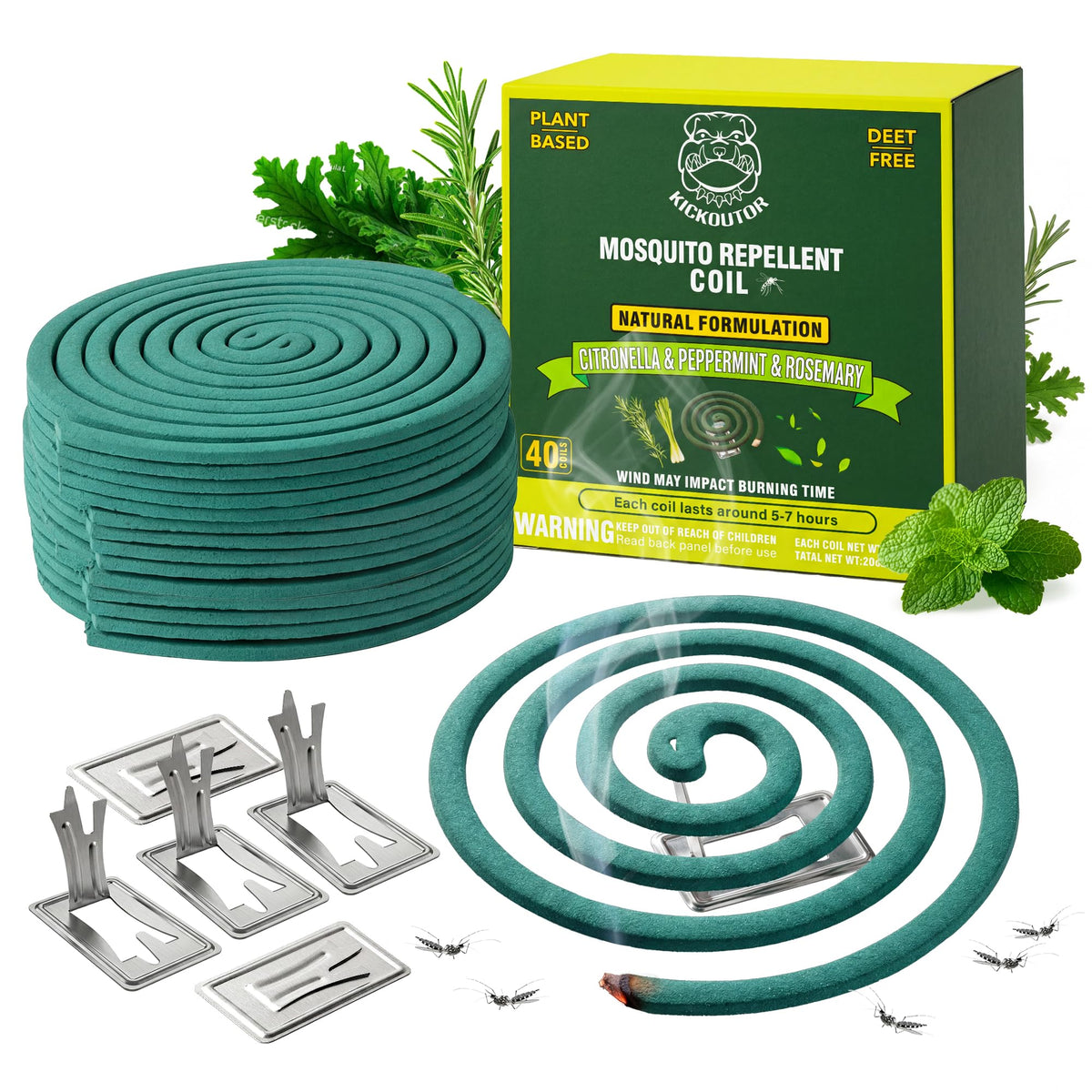 KICKOUTOR citronella coils pack for outdoor insect protection.