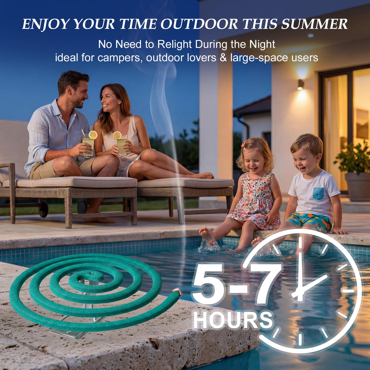 KICKOUTOR coils burn for 5-7 hours to deter pests.