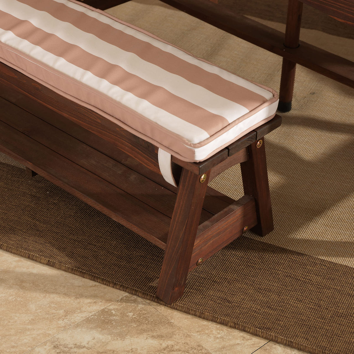 KidKraft two benches seat four kids comfortably.