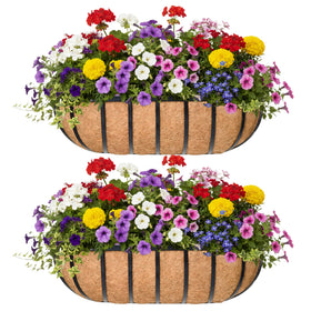 KIDYBELL 24-inch window box railing planter on a balcony with lush blooms