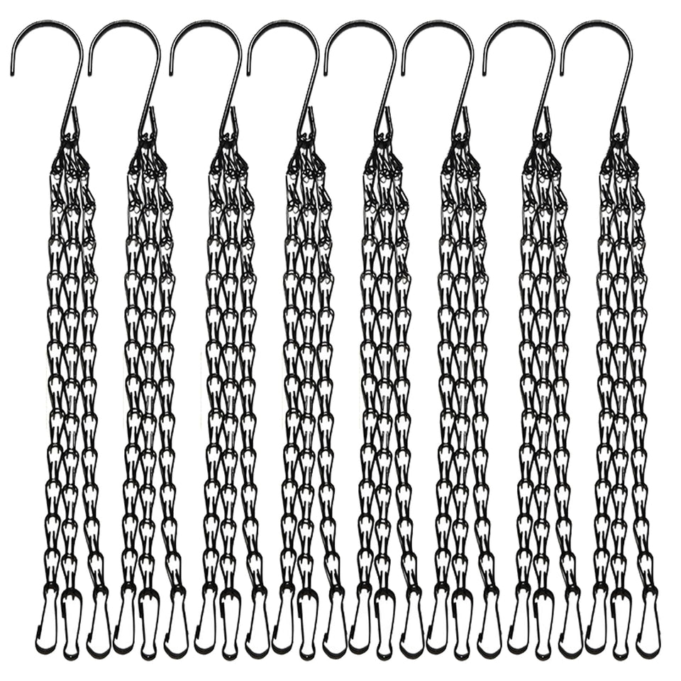 KIDYBELL 8-pack hanging chains with hooks for sturdy plant pots and decorative items.