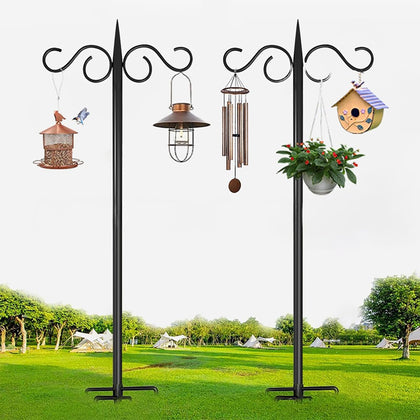 KIDYBELL 92-inch double-hook shepherd hook with sturdy base for outdoor use