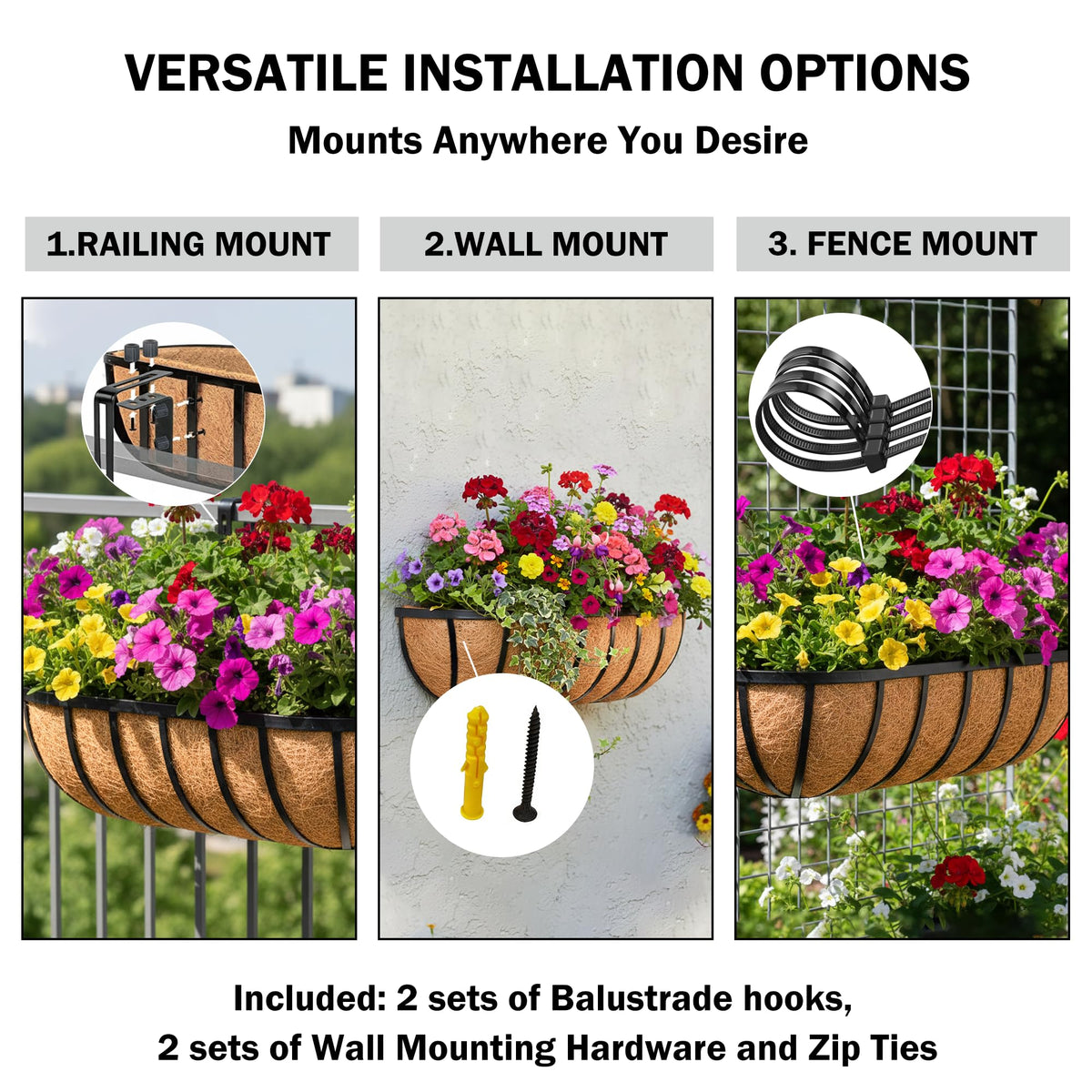 KIDYBELL metal wall mount planter in black for durable outdoor use