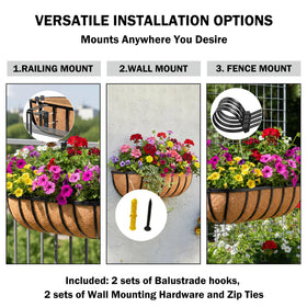 KIDYBELL metal wall mount planter in black for durable outdoor use