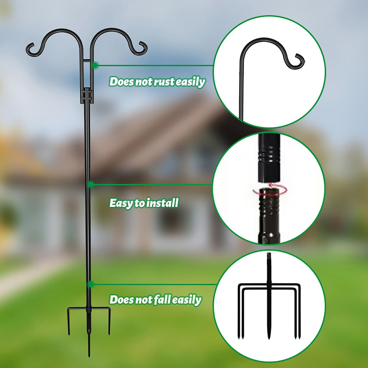 KIDYBELL versatile hook for bird feeders, pots, lights, or lanterns.