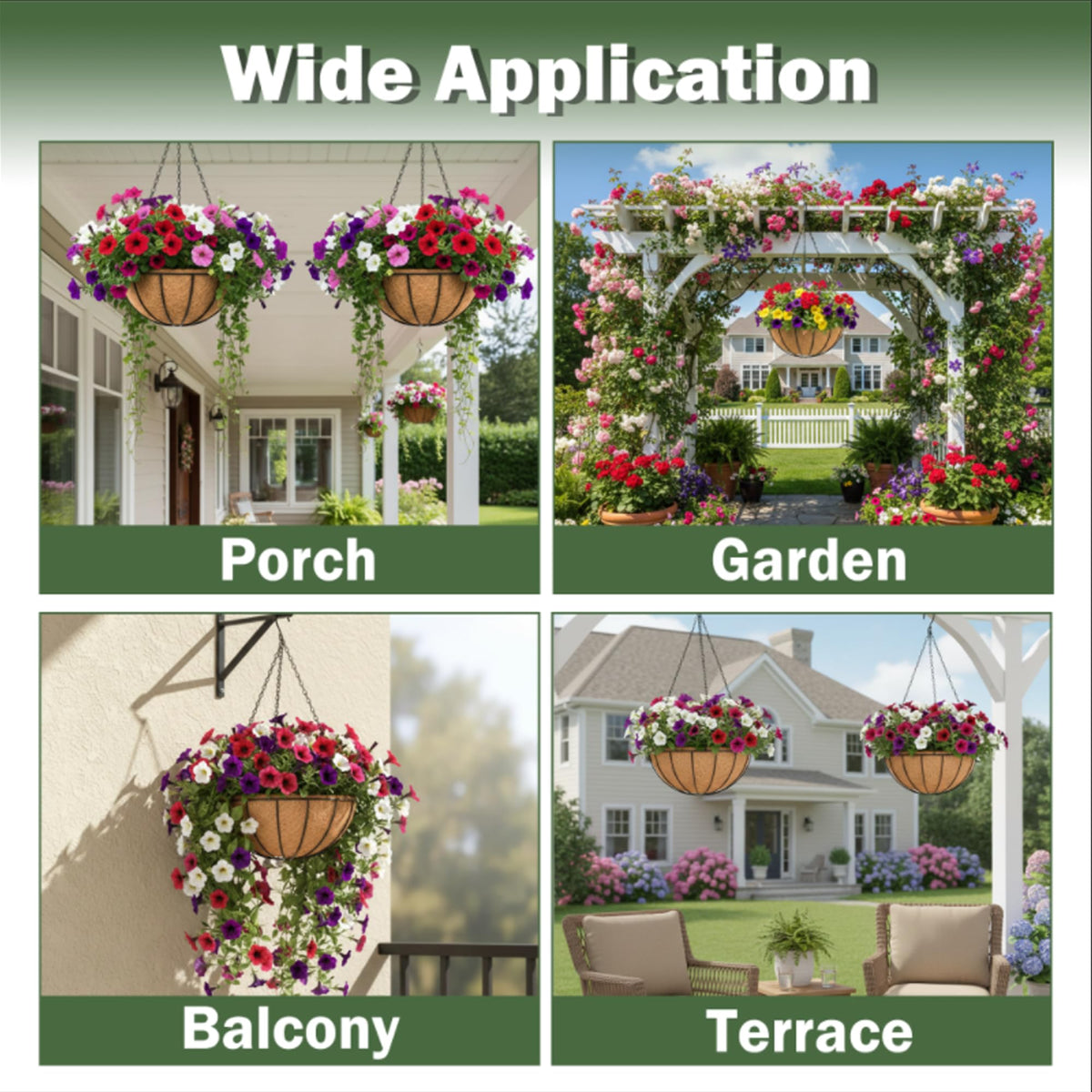 KIDYBELL Watermelon 4-pack hanging baskets ready for balcony or patio use