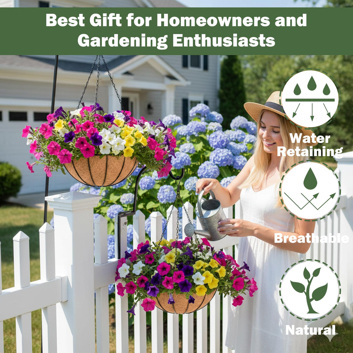KIDYBELL Watermelon hanging basket on porch for easy garden display