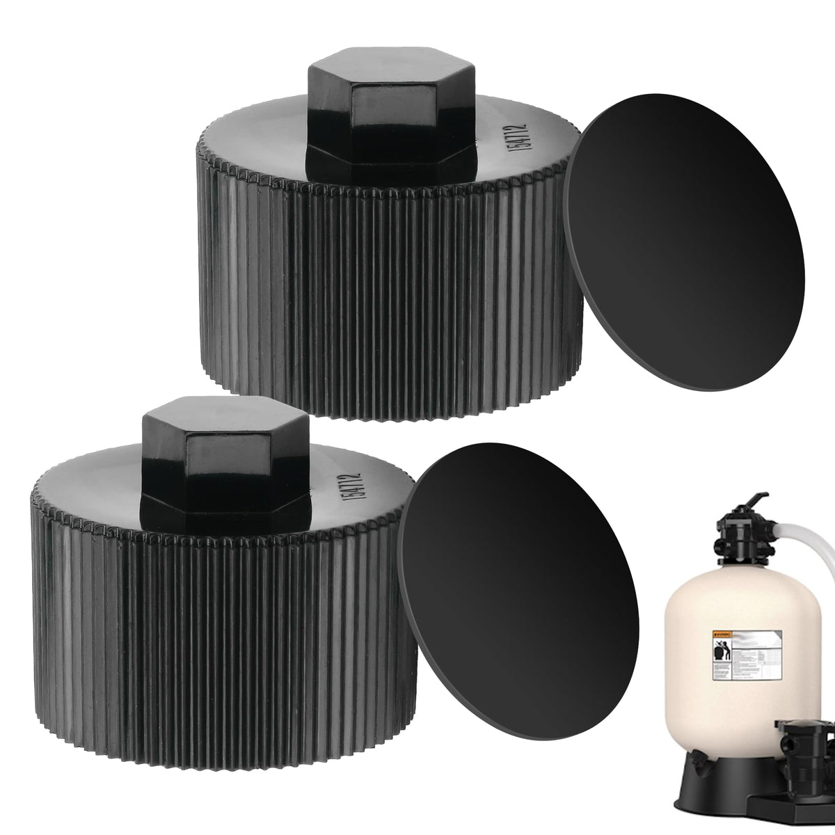 Kiecpoy 154712 drain cap close-up with a secure leak-proof seal for sand filters.