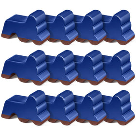 Kigeli 12-pc resin pot feet in royal blue and brown, stabilizing outdoor planters.