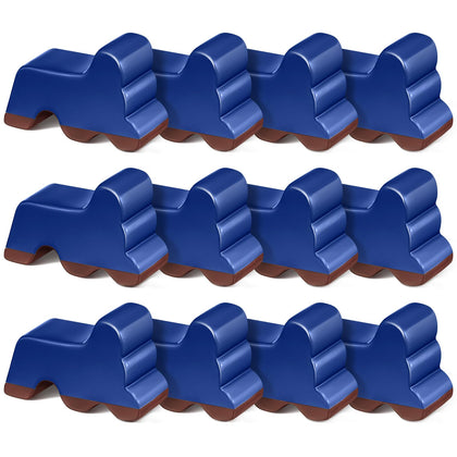 Kigeli 12-pc resin pot feet in royal blue and brown, stabilizing outdoor planters.