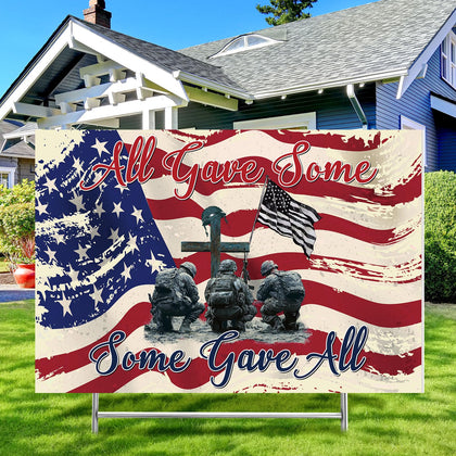 Kigeli memorial day yard sign close-up showing patriotic design for outdoor display.