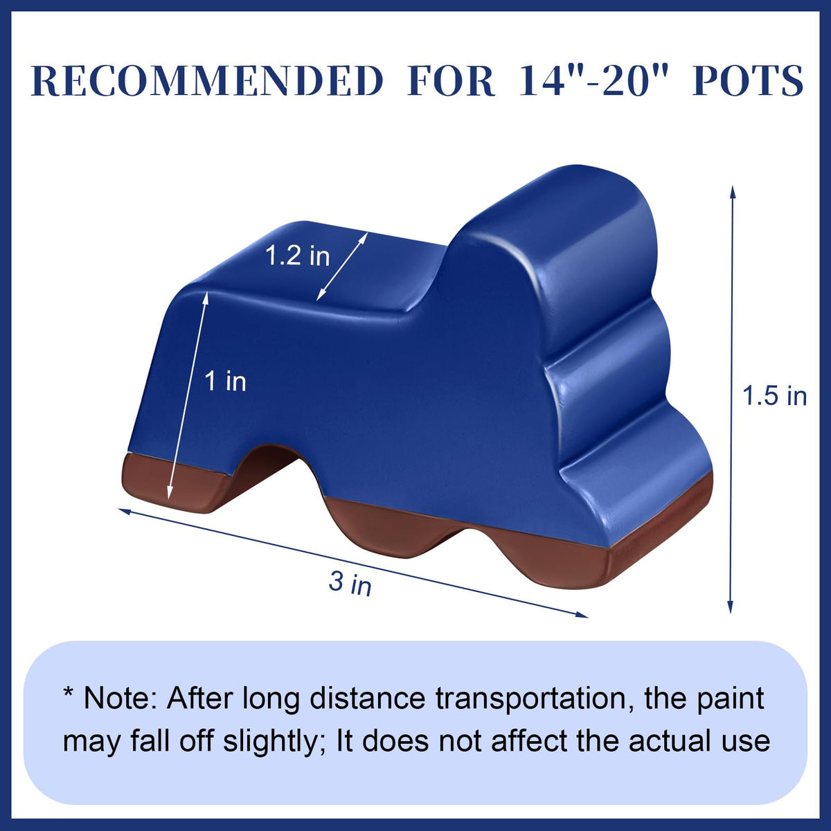 Kigeli pot feet, 3in long and 1.5in tall, stabilize pots and prevent floor scratches.