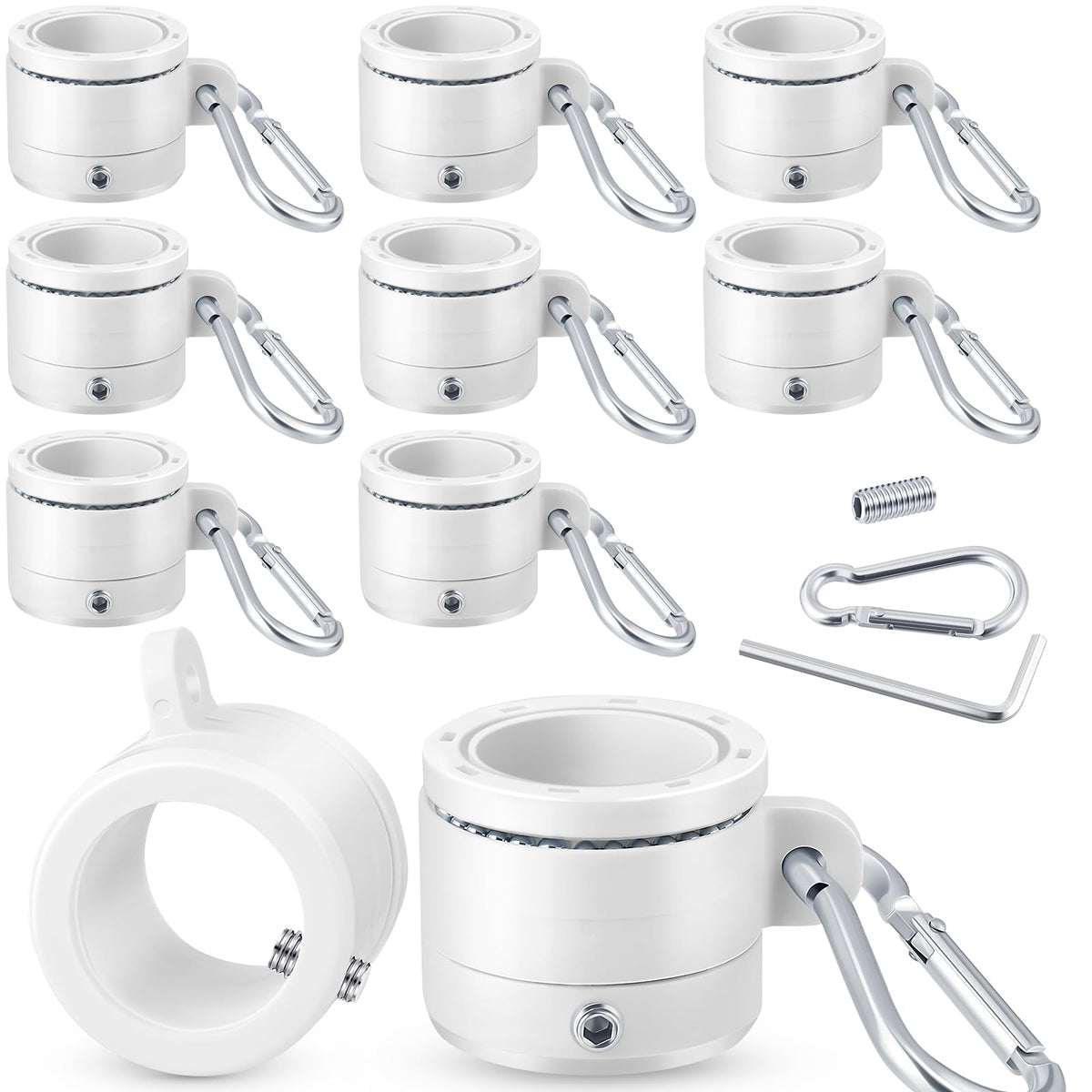Kigley 8-pcs flag pole rings with clip for easy mounting and adjustable rotation