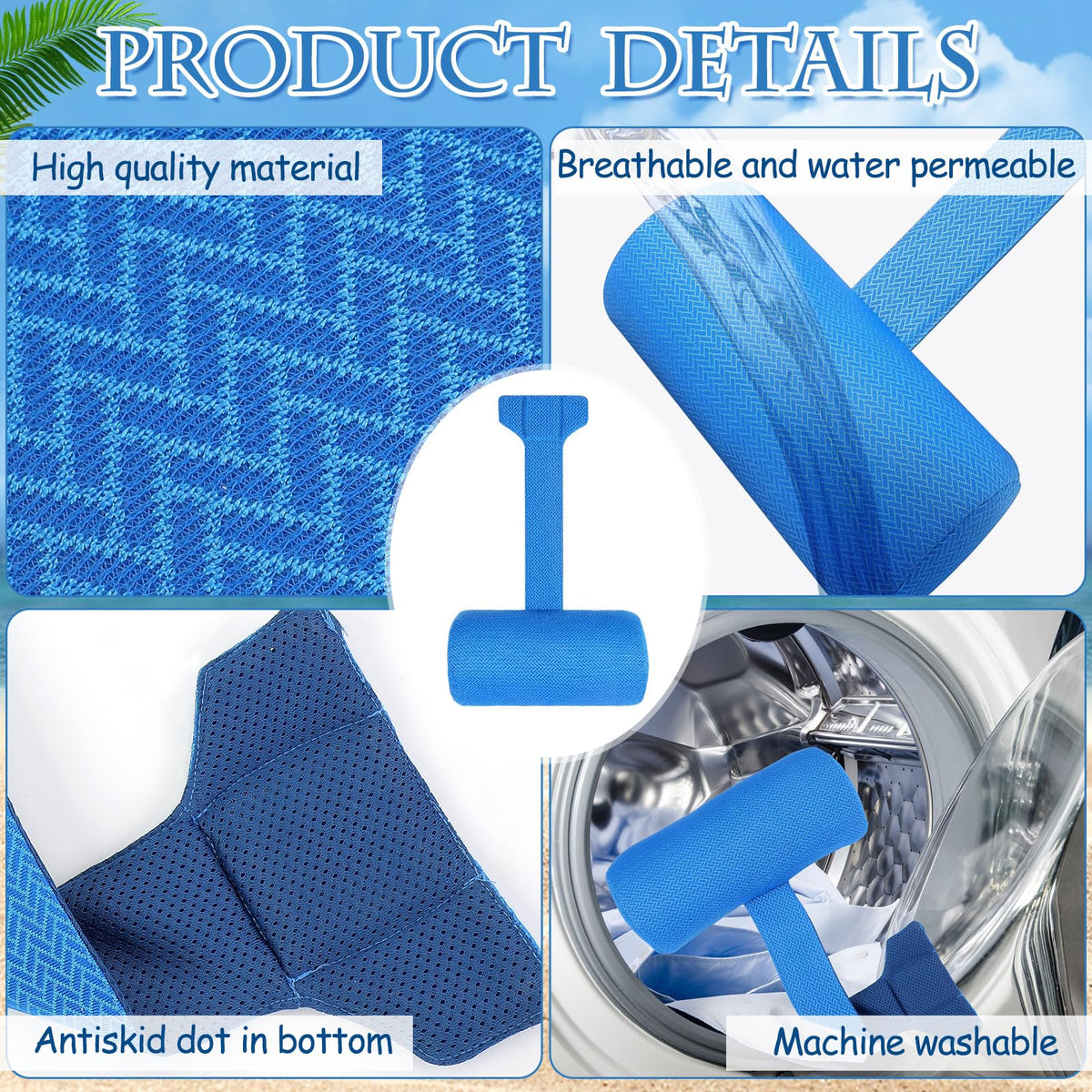 Kigley blue sun lounger pillow with quick-dry fill beside pool