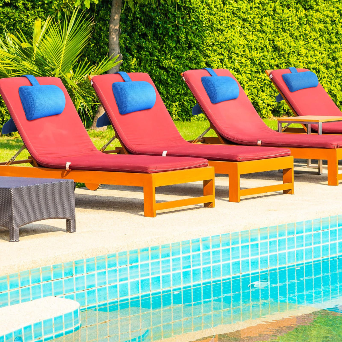 Kigley outdoor headrest pillows designed for frequent pool parties