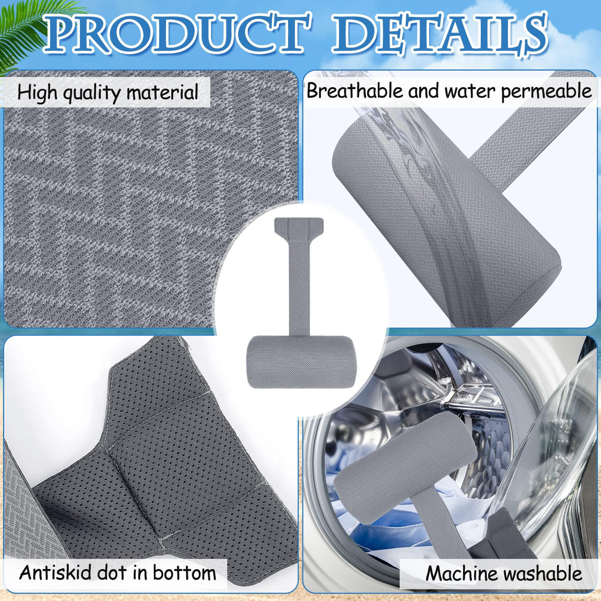 Kigley chaise lounge pillow with quick-drying, hydrophobic filling.