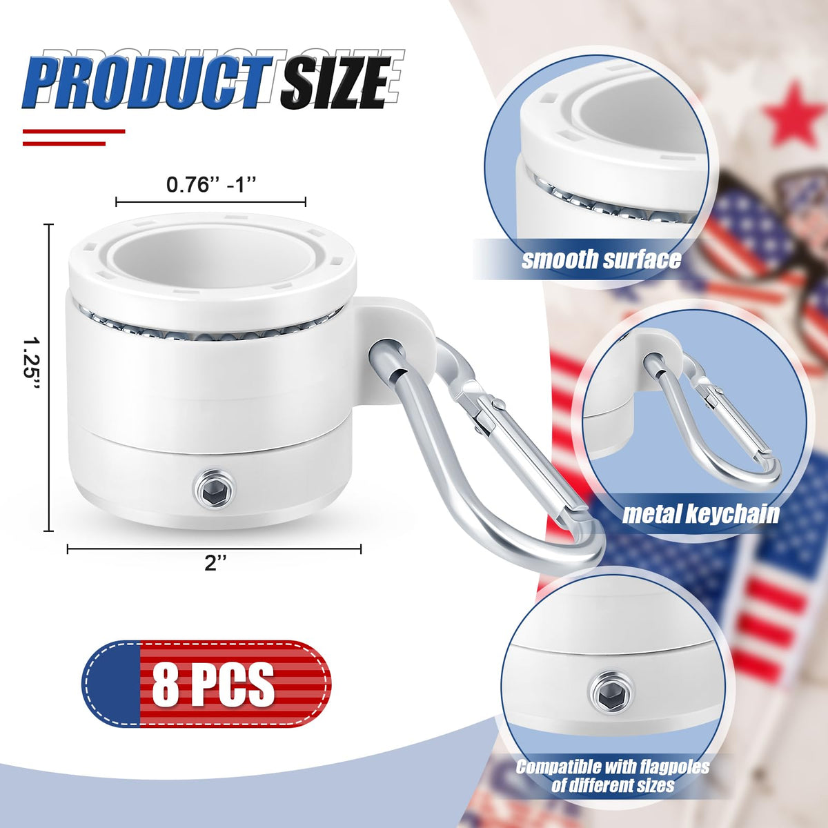 Kigley flag pole rings with metal hooks for secure flag support