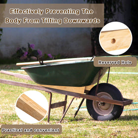 Kigley pine wood wedge for simple wheelbarrow adjustments.
