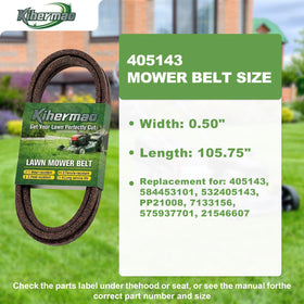 Kihermao 405143 belt dimensions 1/2 in by 105.75 in for durable mowing