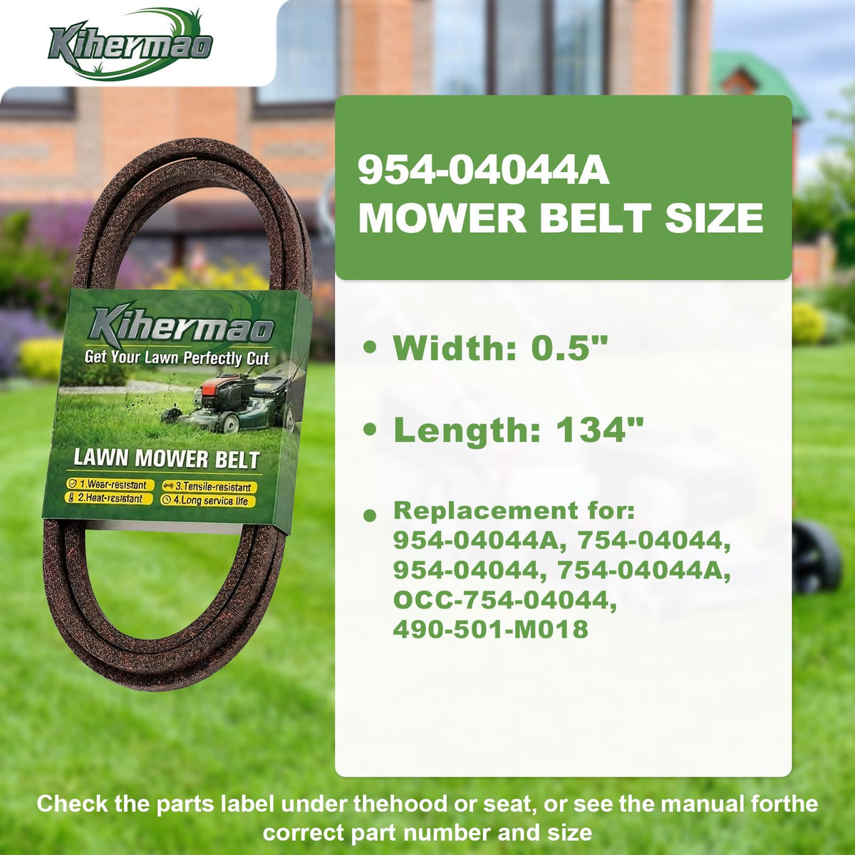 Kihermao aramid-core deck belt emphasizes high-strength fibers for durable mowing.