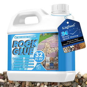 Kiigfood Rock Glue bottle pour demonstrates fast, easy application for outdoor stone projects.