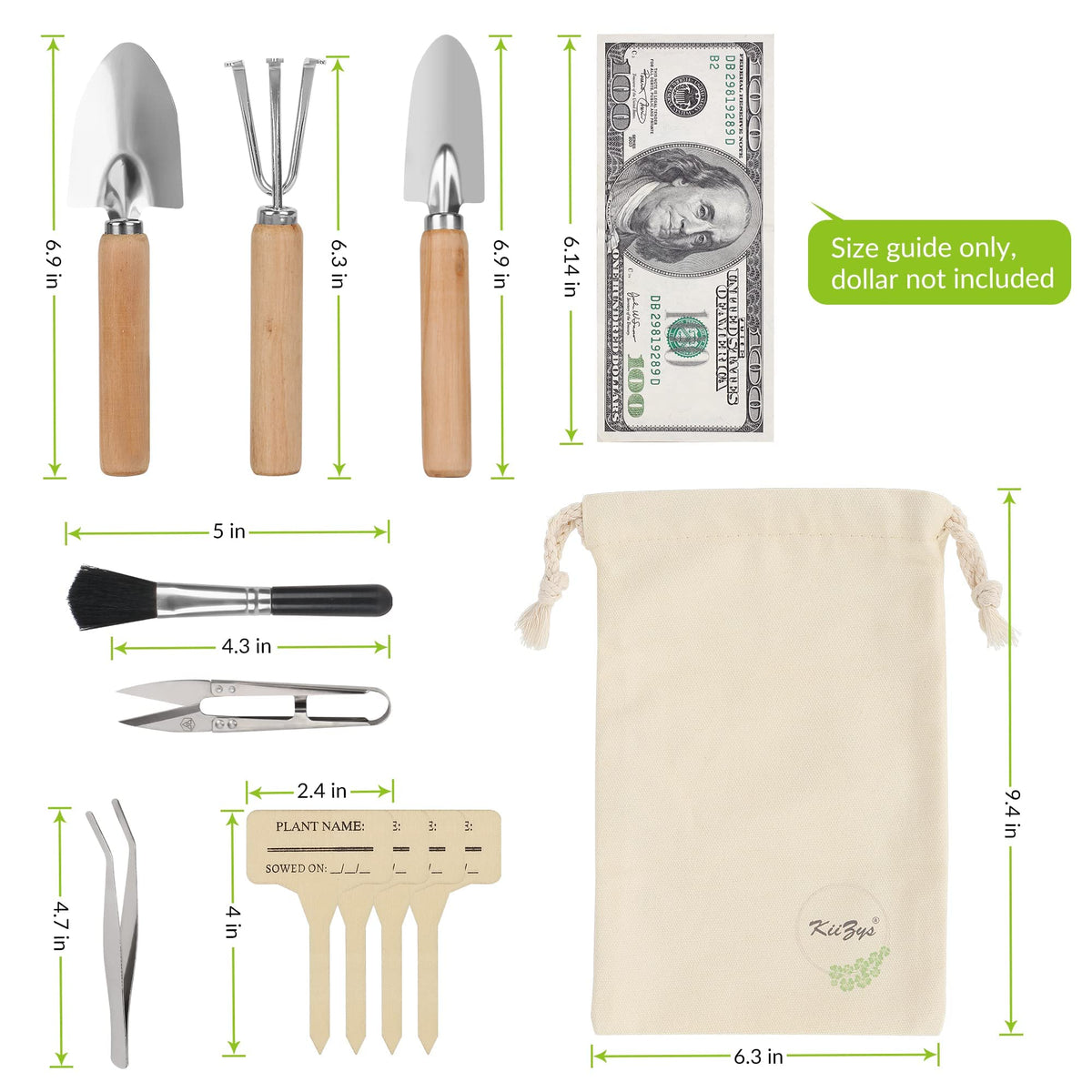 KIIZYS hand tools with trowel and transplanter for precise transplanting of houseplants