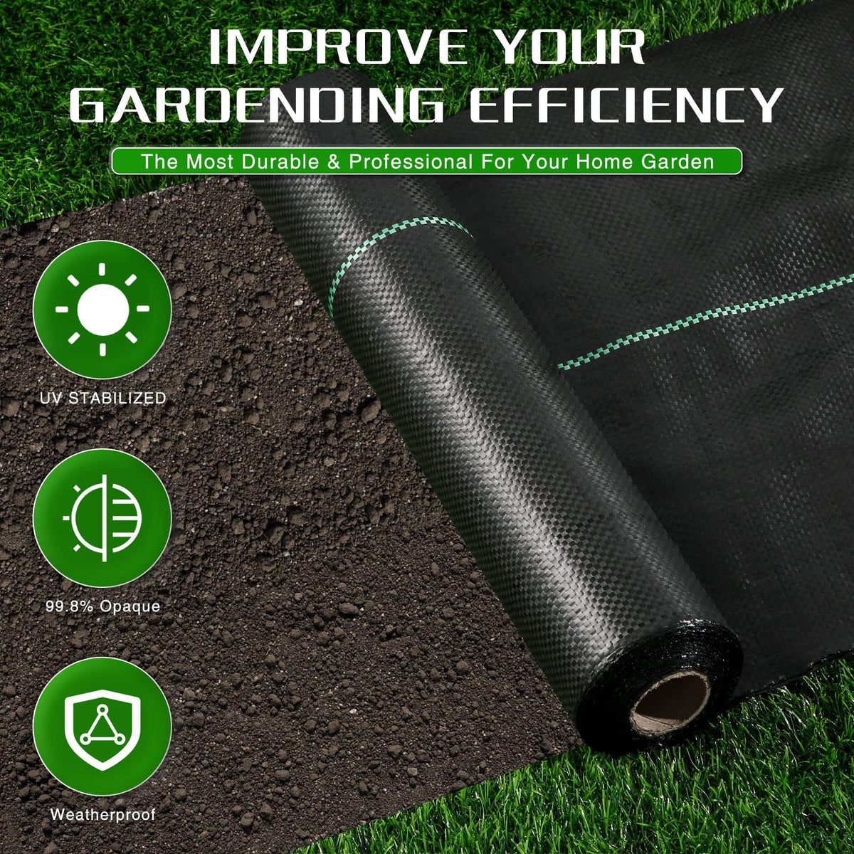 Kijamilee weed barrier fabric breathable geotextile for garden beds and mulch