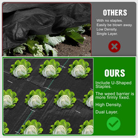 Kijamilee weed barrier installation kit with 10 stakes for quick setup.