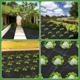 Kijamilee woven polypropylene mat resists sun exposure in outdoor landscapes.