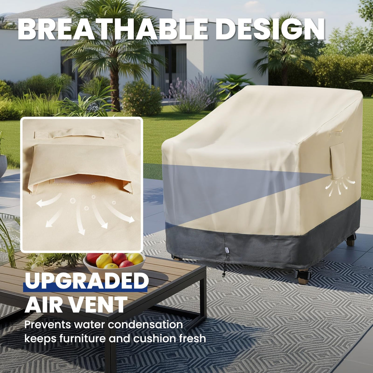 Kikcoin easy-care cover cleans quickly with rinse or wipe and air dries