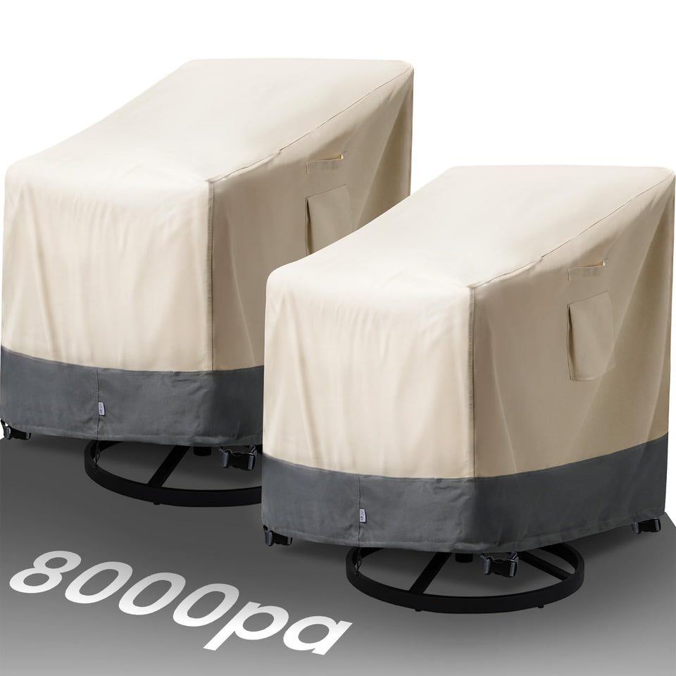 Kikcoin extra-heavy-duty patio chair cover set protects two chairs from rain and sun