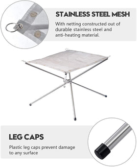 Kikerike fire pit with durable stainless steel mesh.