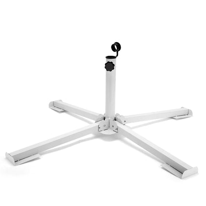 KiKiHeim patio umbrella base with folding legs provides stable outdoor support.