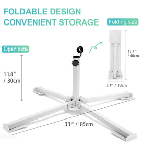 KiKiHeim white umbrella base complements any patio decor.